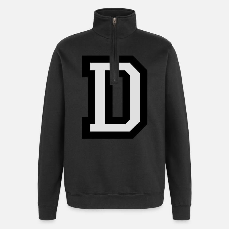 Buchstabe D - Quarter-Zip-Sweatshirt - Schwarz