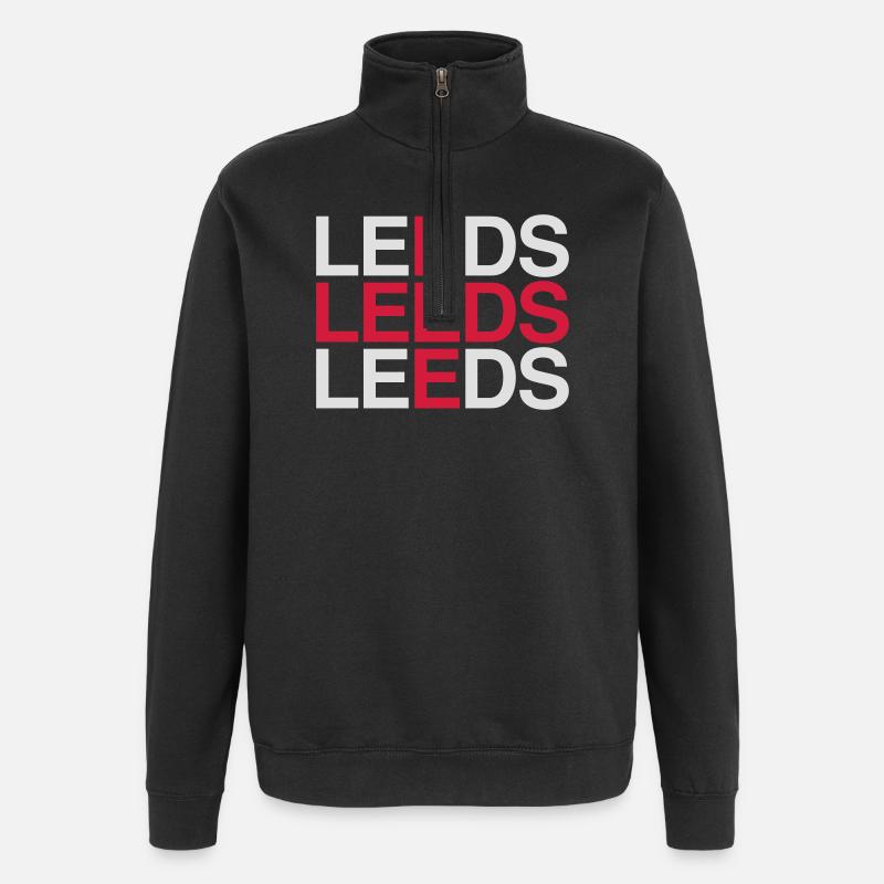 LEEDS England Union Jack Flag - Quarter-Zip-Sweatshirt - Schwarz