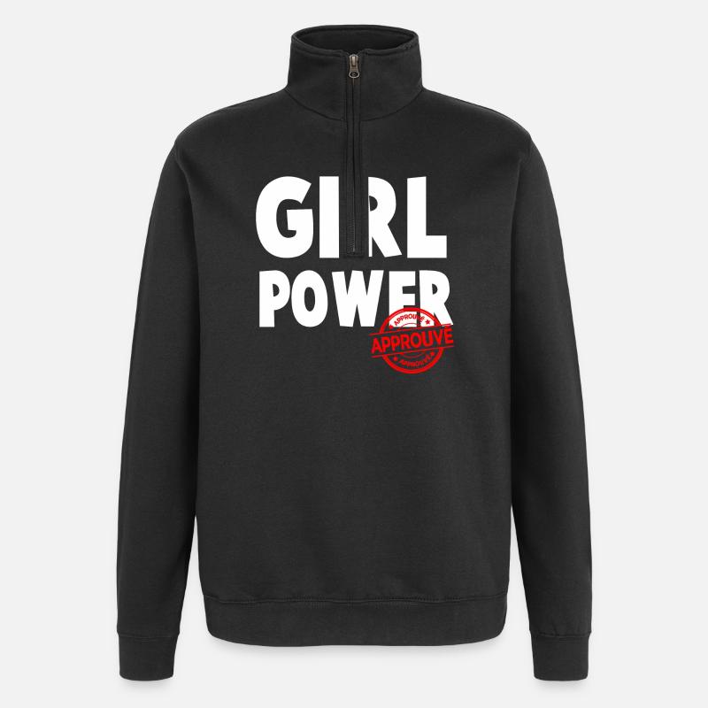 Girl Power Bold Script Design - Quarter-Zip Sweatshirt - black