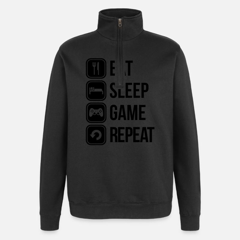 eat sleep game repeat - Sweat à zip 1/4 - noir