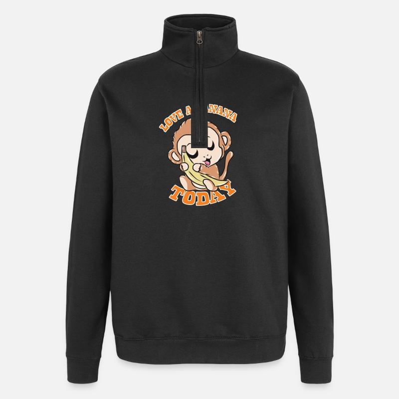 Affe Banane - Quarter-Zip-Sweatshirt - Schwarz