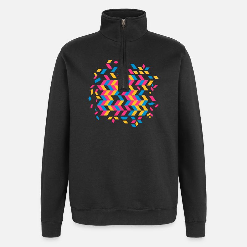 A herringbone pattern - Quarter-Zip Sweatshirt - black