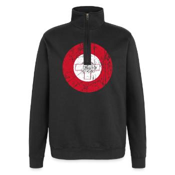aeronautica Malta Luftwaffe roundel Luftwaffe - Quarter-Zip-Sweatshirt - Schwarz - Vorne - AI Model Female 172 light (172cm) & AI Model Male 178 dark (178cm)