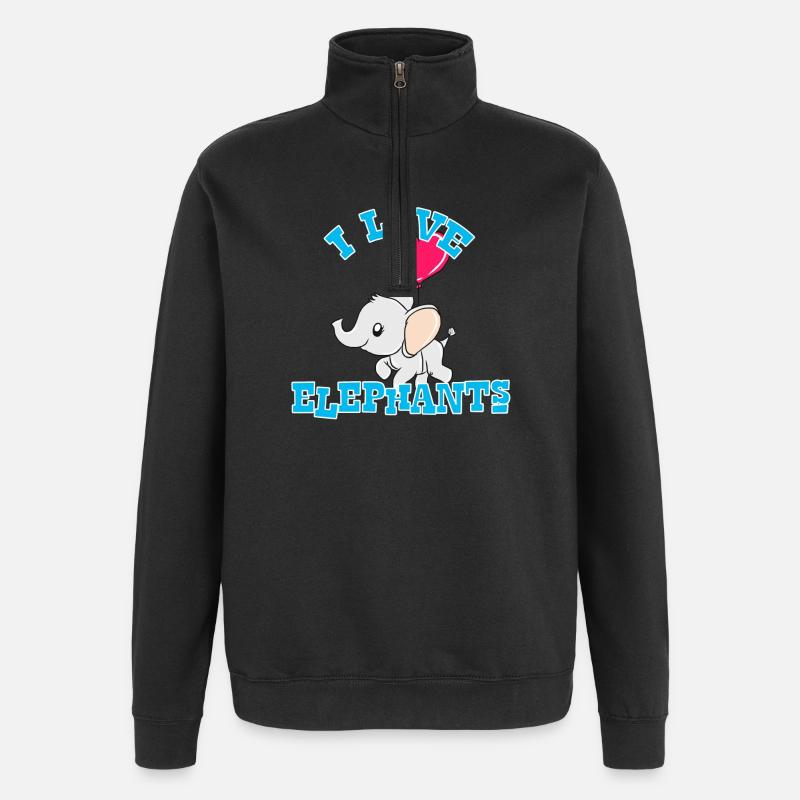 éléphant - Sweat à zip 1/4 - noir