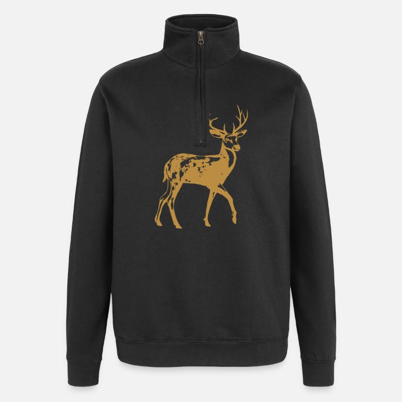 Hirsch - Quarter-Zip-Sweatshirt - Schwarz