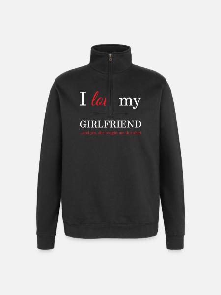 J'aime ma copine - Sweat à zip 1/4 - noir
