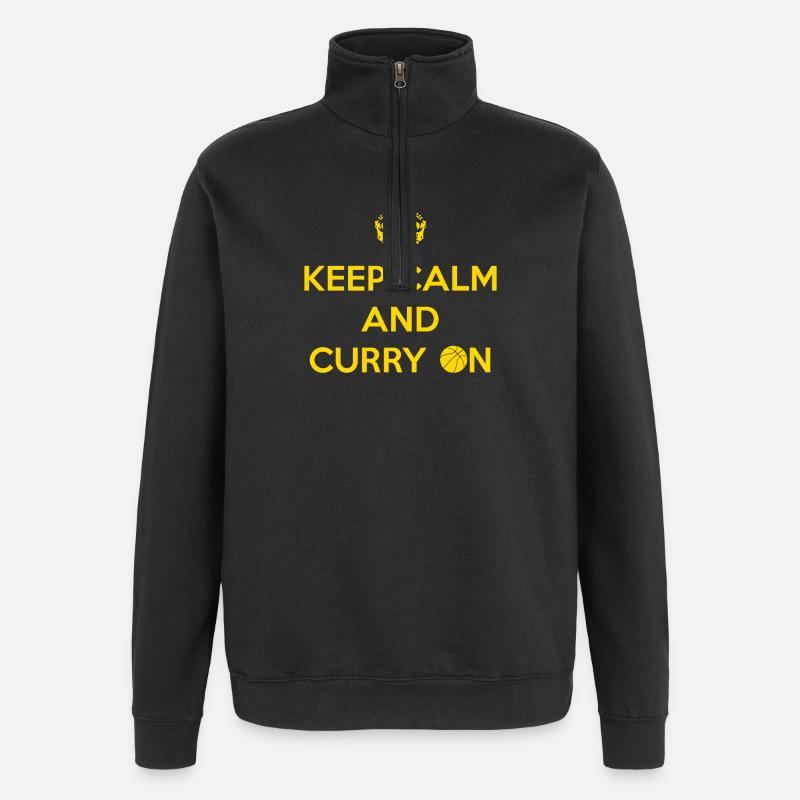 Keep Calm and Curry On - Quarter-Zip Sweatshirt - black