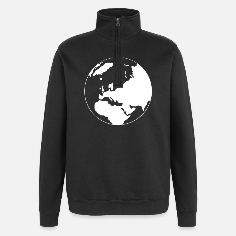 Une carte du monde - Sweat à zip 1/4 - noir
