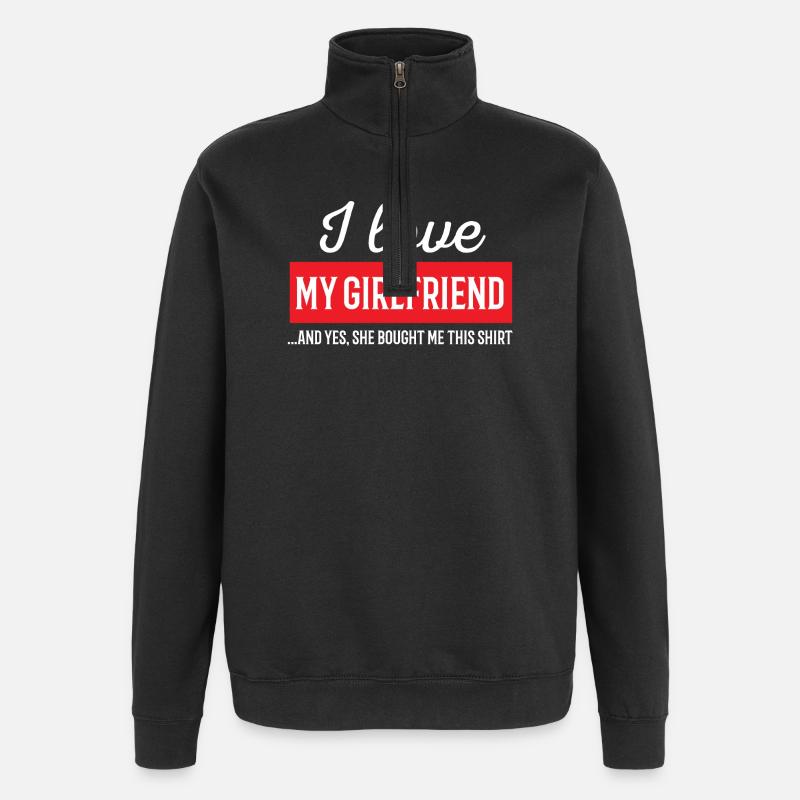 J'aime ma copine - Sweat à zip 1/4 - noir
