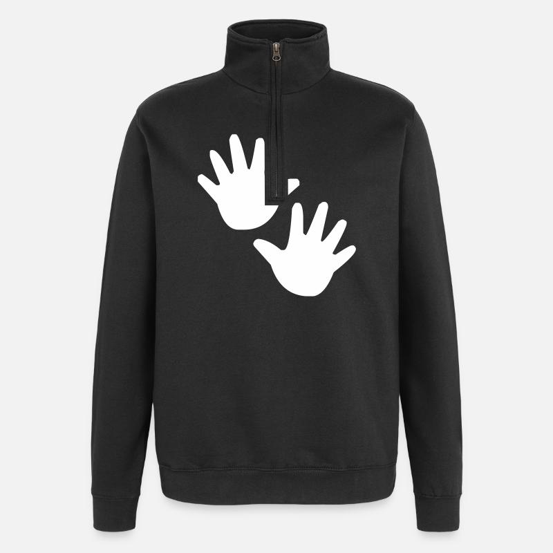 Hand Hände Kind Kinder - Quarter-Zip-Sweatshirt - Schwarz