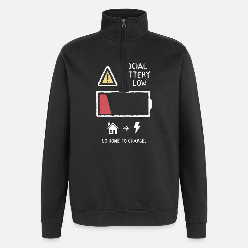 Social Battery - Sweat à zip 1/4 - noir