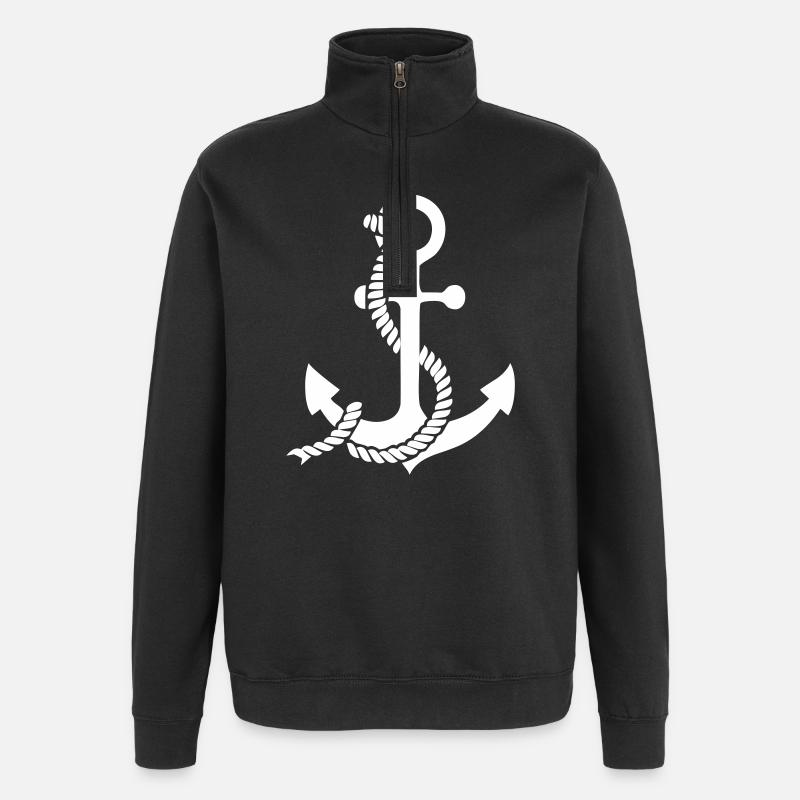 Anchor with knot - Quarter-Zip Sweatshirt - black