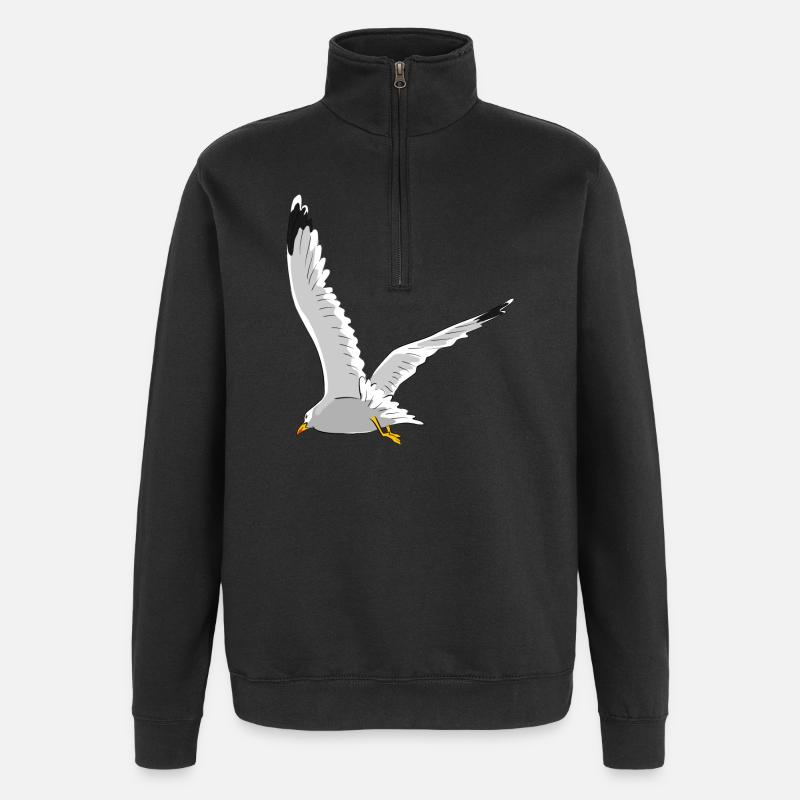 Mouette en vol - Sweat à zip 1/4 - noir