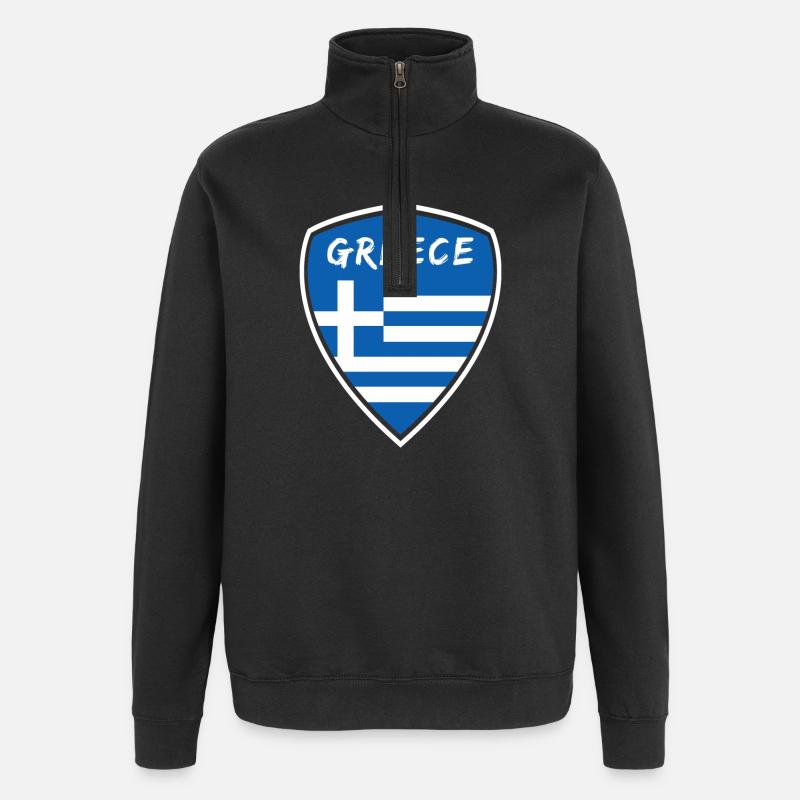Grèce Armoiries / Cadeau Athènes Pirée - Sweat à zip 1/4 - noir