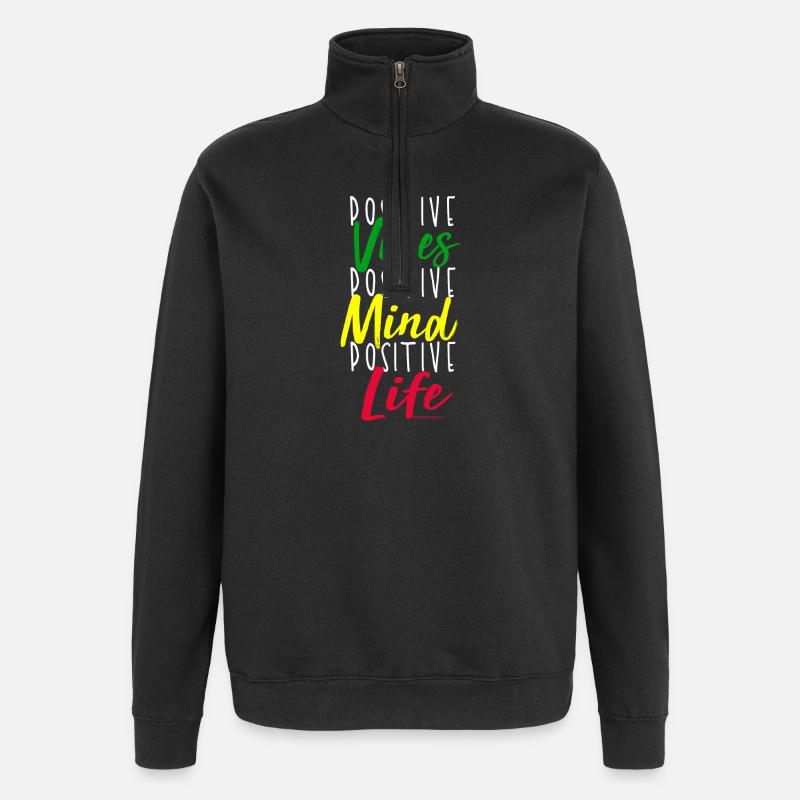 Positive Vibes Mindset Motif - Quarter-Zip Sweatshirt - black
