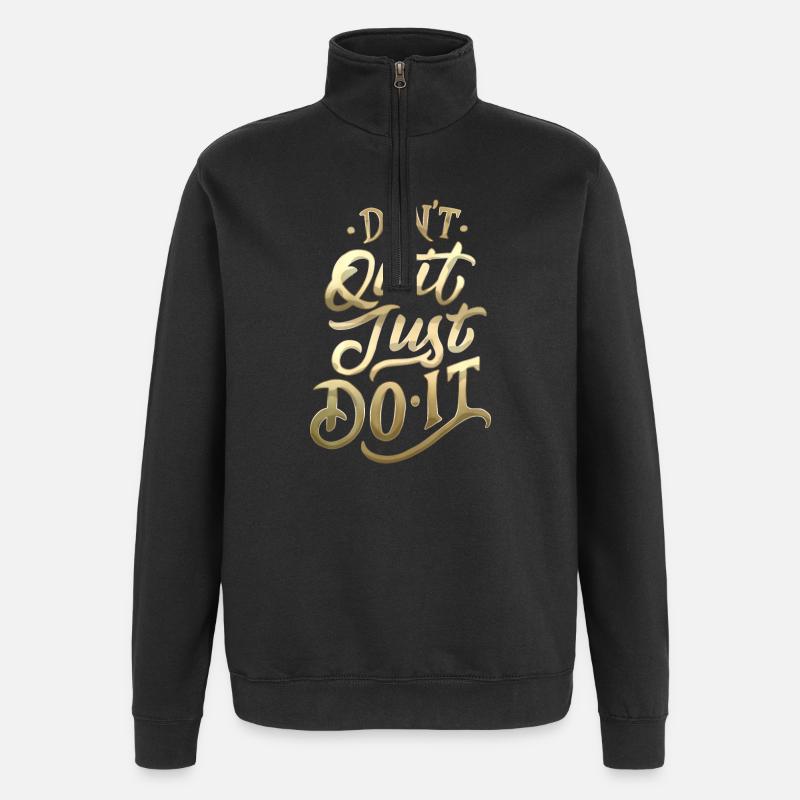 Don't Quit Gradient Script - Quarter-Zip Sweatshirt - black