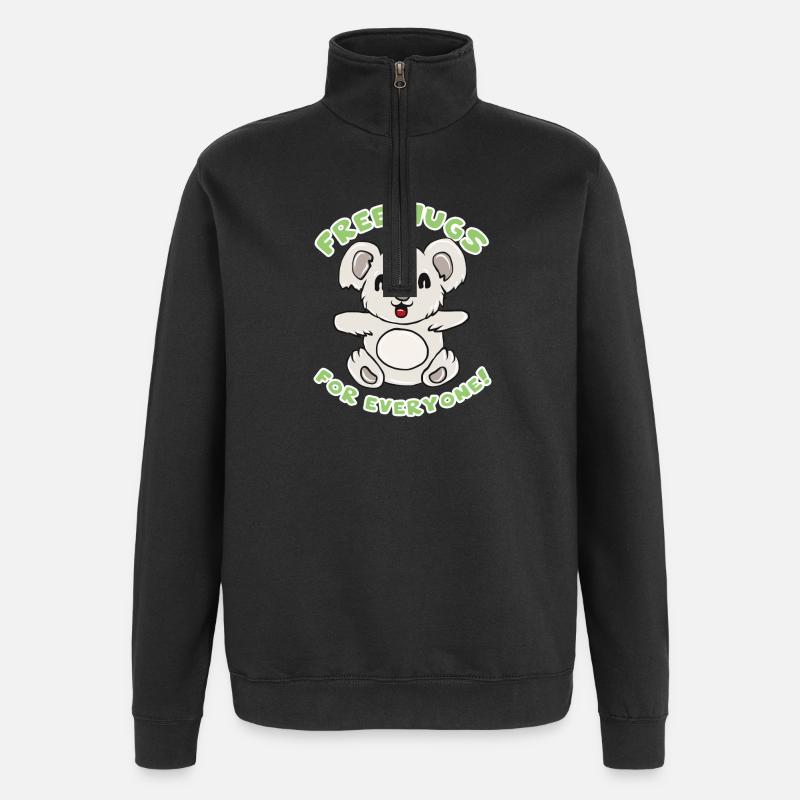 Koala hug - Quarter-Zip Sweatshirt - black