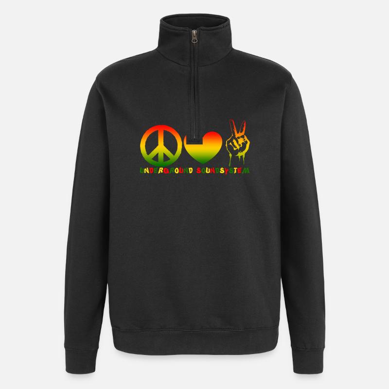 Peace Love Klangsystem - Quarter-Zip-Sweatshirt - Schwarz