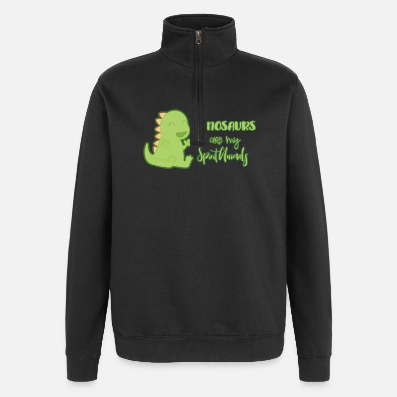 Dinosaurier - Quarter-Zip-Sweatshirt - Schwarz
