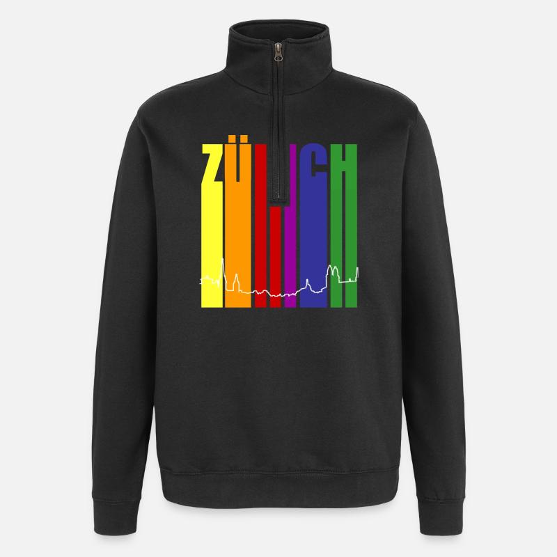 Arc-en-ciel de la Zurich Pride - Sweat à zip 1/4 - noir