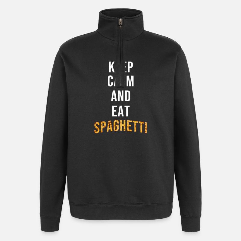 Restez calme Mangez des spaghettis - Sweat à zip 1/4 - noir