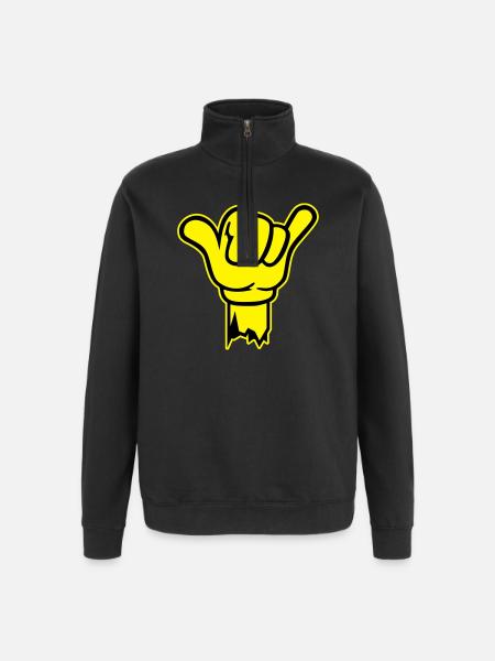 hand shaka finger - Quarter-Zip-Sweatshirt - Schwarz