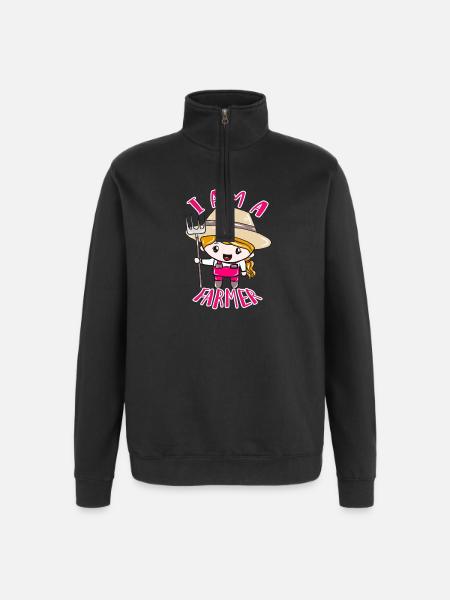 Je suis fermier—Héroïne de cour joyeuse - Sweat à zip 1/4 - noir