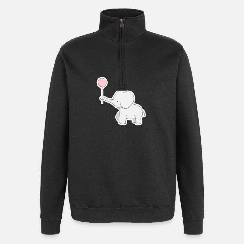 éléphant - Sweat à zip 1/4 - noir