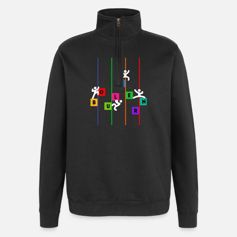 Bouldern Boulderer Klettern Bergsteigen Lustig - Quarter-Zip-Sweatshirt - Schwarz