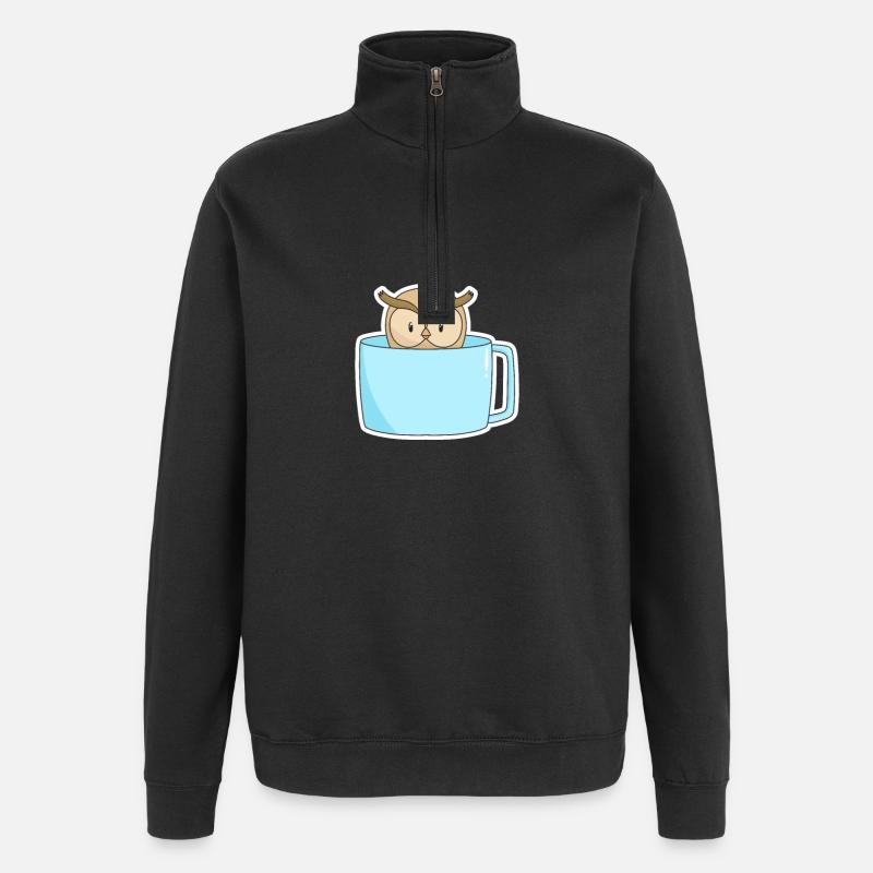 Vogel Kaffee - Quarter-Zip-Sweatshirt - Schwarz