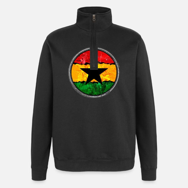 Rasta  mit Stern - Quarter-Zip-Sweatshirt - Schwarz