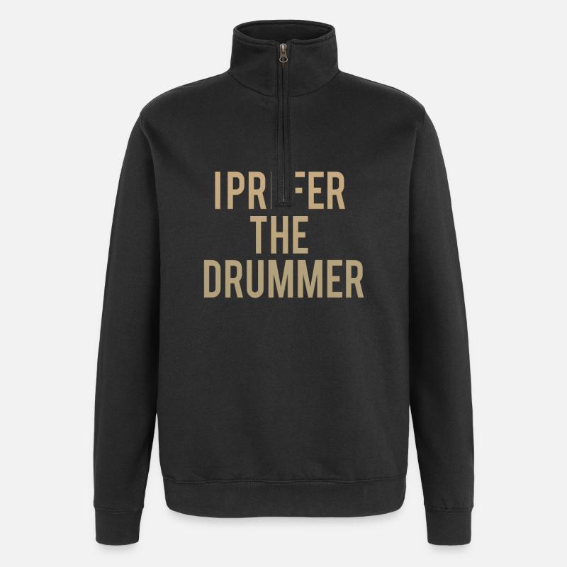 Je préfère le batteur - Sweat à zip 1/4 - noir