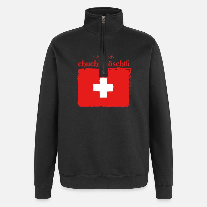 Typisch Schweiz - Quarter-Zip-Sweatshirt - Schwarz