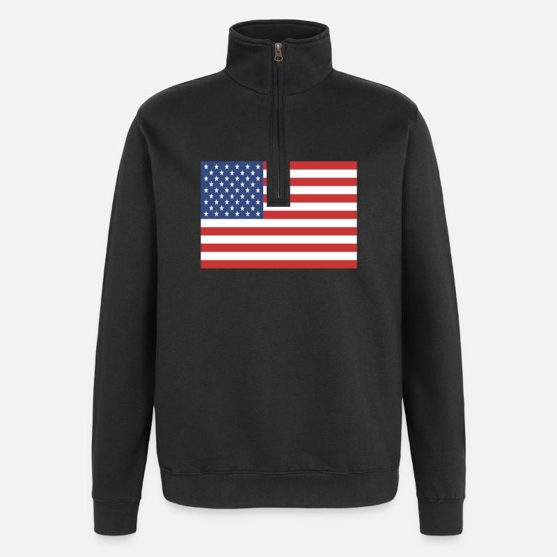 american flag - Quarter-Zip Sweatshirt - black