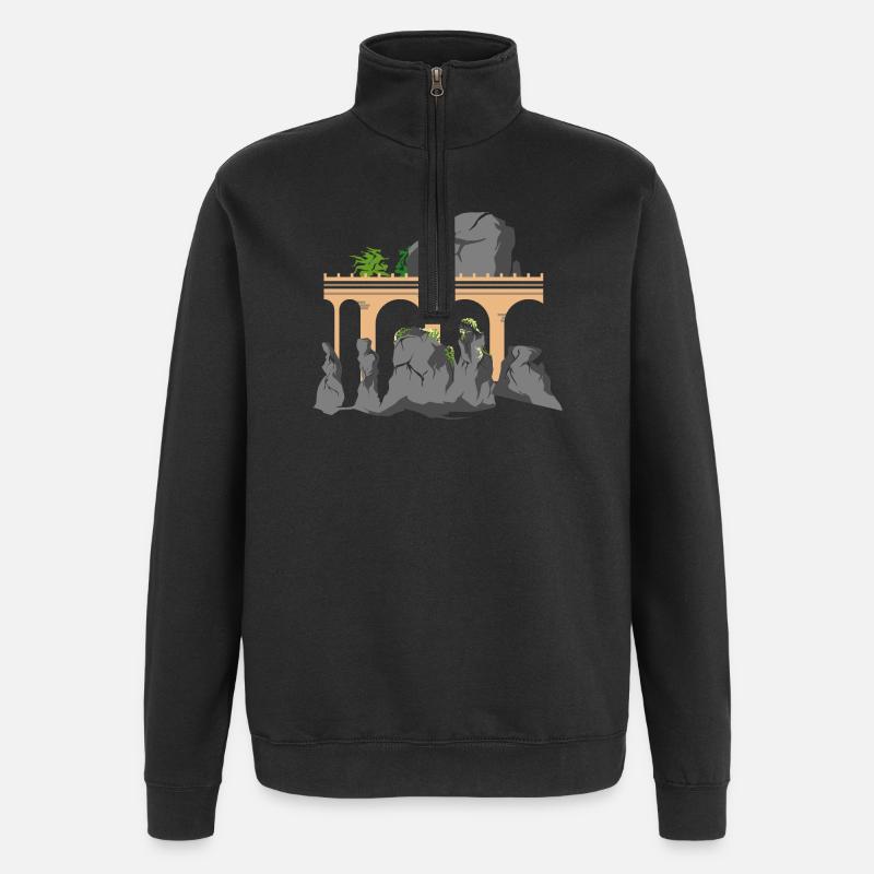 bastei saxony switzerland mountains gift idea - Quarter-Zip Sweatshirt - black