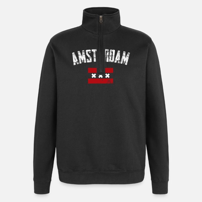 Amsterdam Bold Crest Tee - Sweat à zip 1/4 - noir
