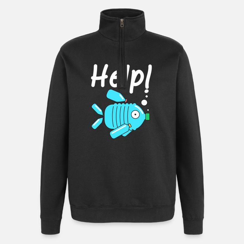 Plastic climate change environmental protection - Quarter-Zip Sweatshirt - black