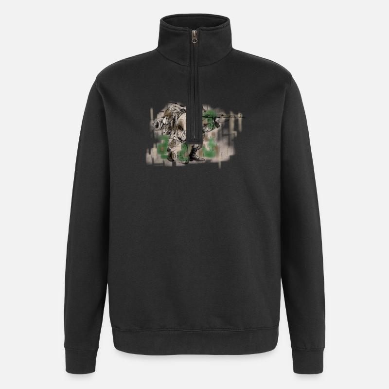 Soldier - Sweat à zip 1/4 - noir