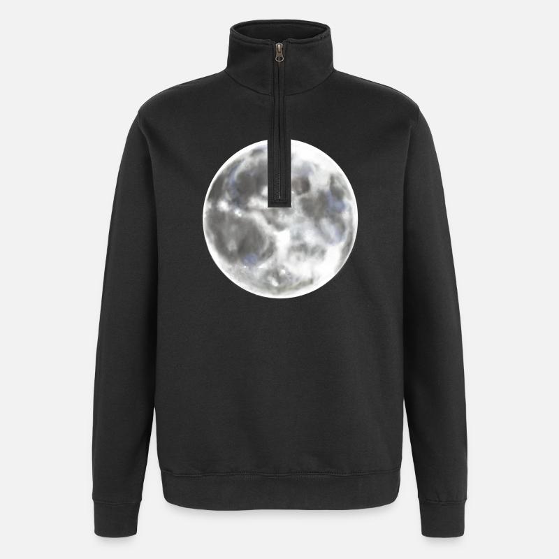 Nuit de pleine lune lune - Sweat à zip 1/4 - noir
