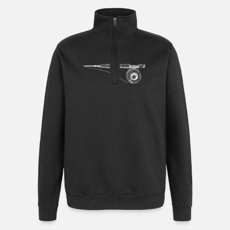 canne à pêche - Sweat à zip 1/4 - noir