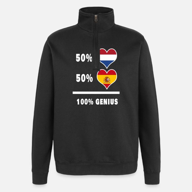 Netherlands and Spain 100% Genial - Quarter-Zip Sweatshirt - black