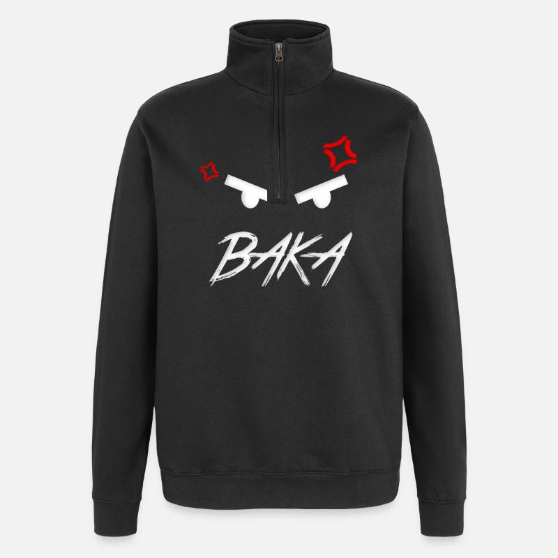 Baka Anime Expression - Quarter-Zip Sweatshirt - black