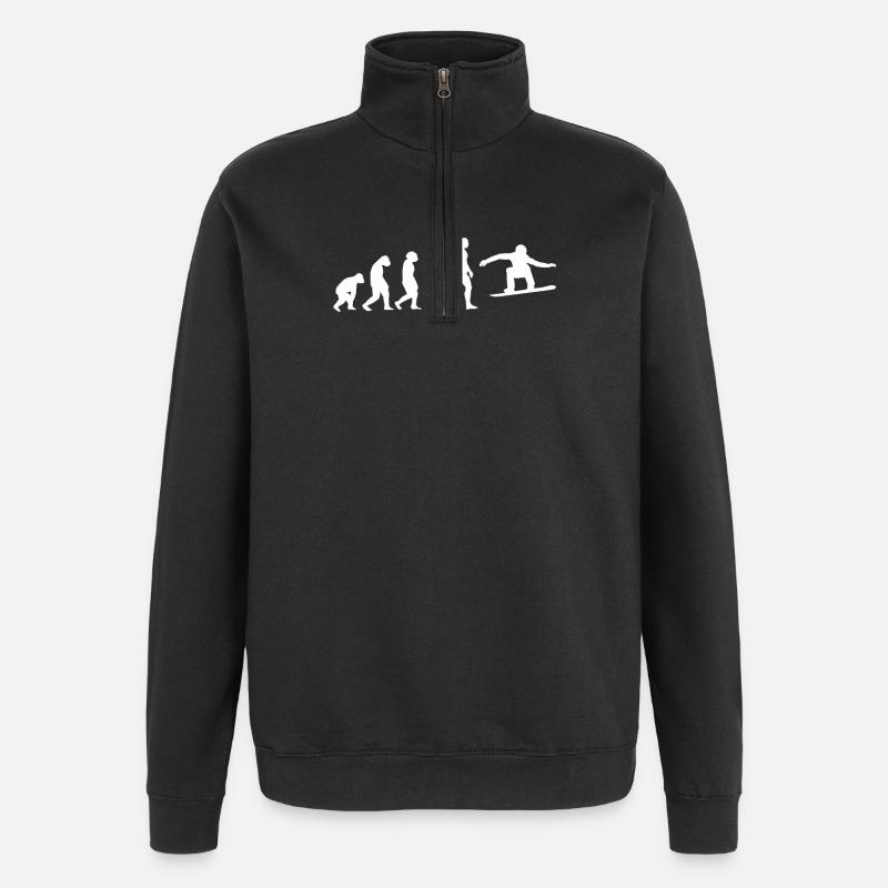 Snowboard Evolution Geschenk - Quarter-Zip-Sweatshirt - Schwarz