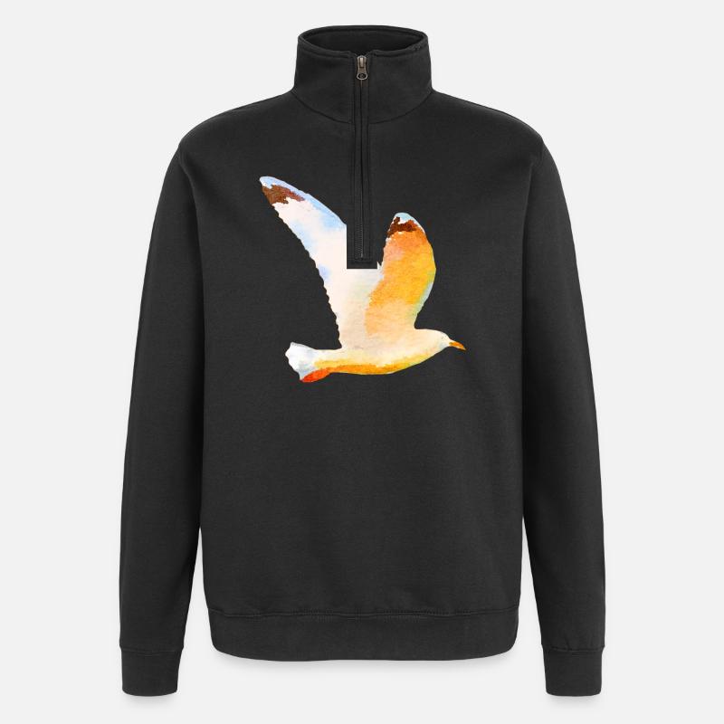 Moewe im Flug Vogel Urlaub - Quarter-Zip-Sweatshirt - Schwarz