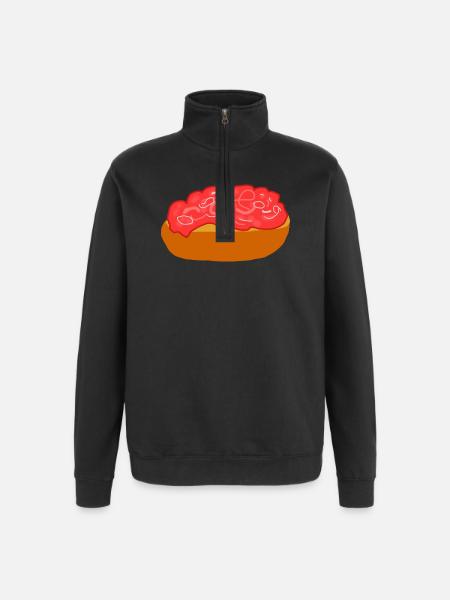 Mettbrötchen with onions - Quarter-Zip Sweatshirt - black