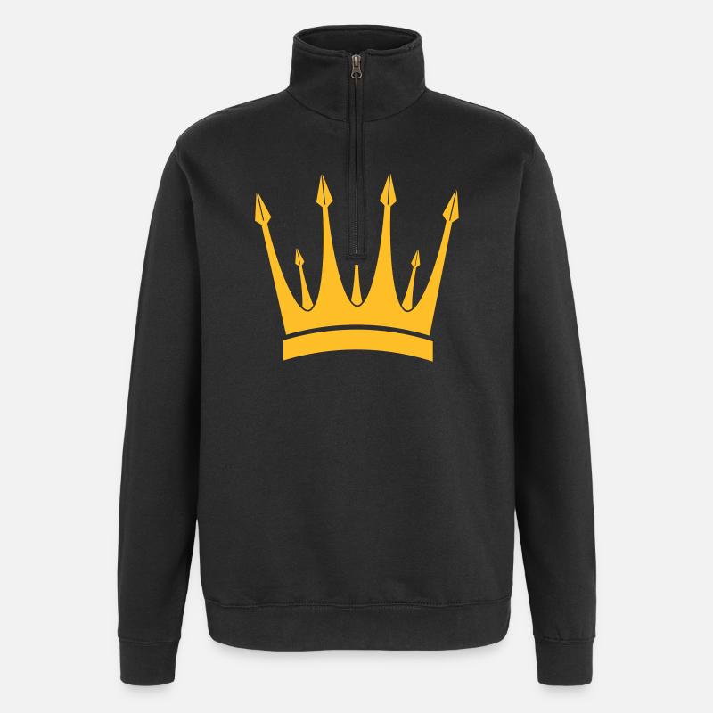 Krone / König / Crown / King - Quarter-Zip-Sweatshirt - Schwarz
