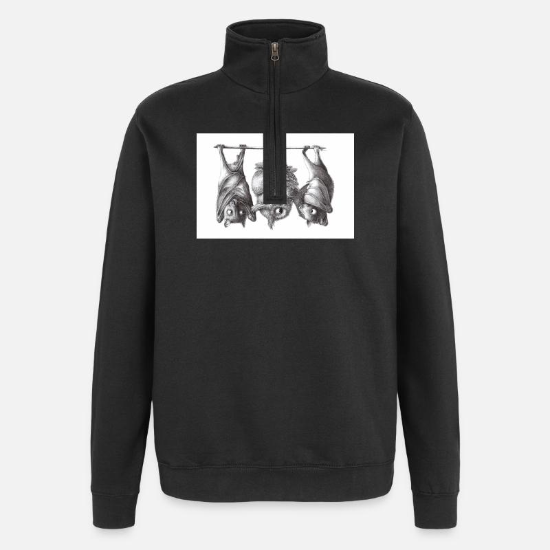 Vampire owl and bats - Quarter-Zip Sweatshirt - black