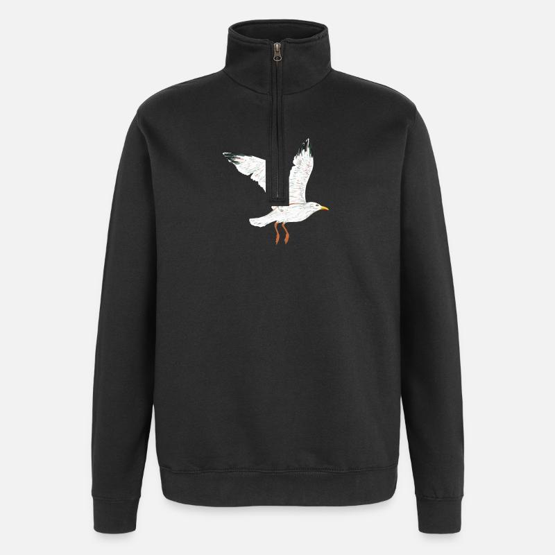 oiseau - Sweat à zip 1/4 - noir