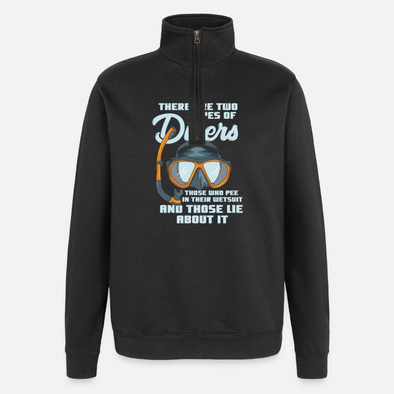 Tauchen Taucher Unterwasser Geschenk - Quarter-Zip-Sweatshirt - Schwarz