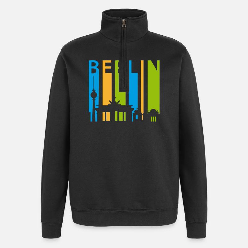 Berlin Schiftzug avec silhouette - Sweat à zip 1/4 - noir